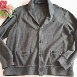 Polo Ralph Lauren Luxury Jersey Cardigan Gray XL Mens POLO Grandpa Cardigan